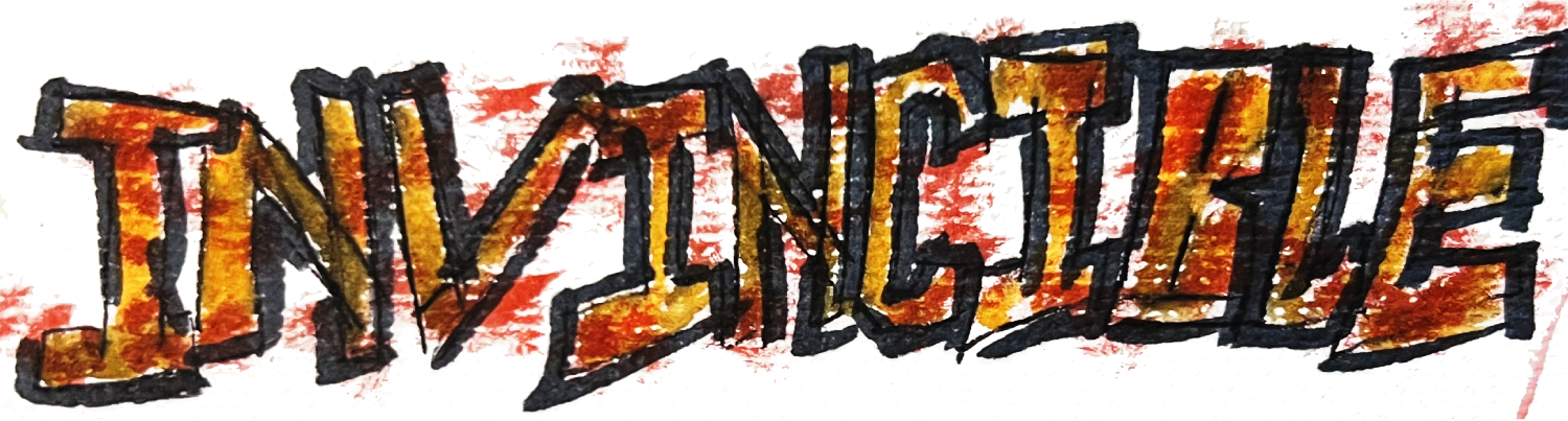 This is a remake of a logo for the comic series Invincible by Robert Kirkman that I made on paper with water colours & markers.